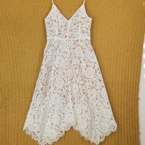 LULUS LACE DRESS WHITE COASTAL COWGIRL STRAPS V NECK SIZE S